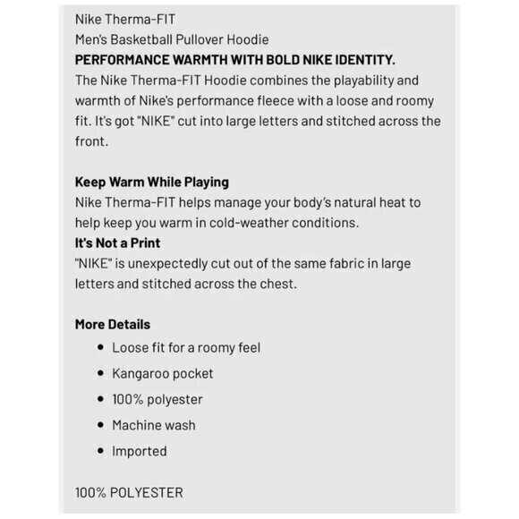 Nike Therma-fit Basketball Pullover Hoodie‎ Men's 2XL XXL New with Tags - Picture 5 of 16